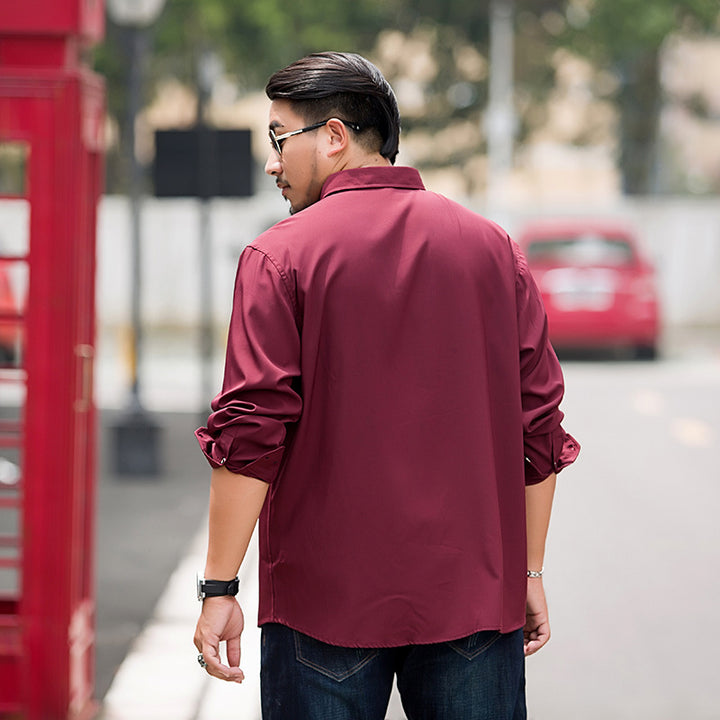 Herren Locker geschnittenes Button-Down-Hemd mit Brusttasche Drune