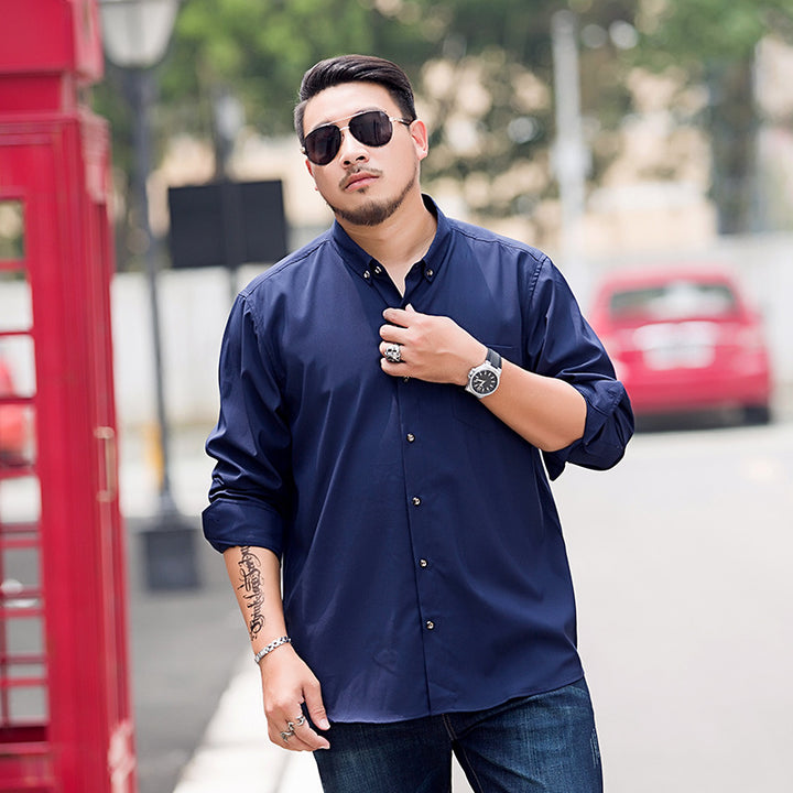 Herren Locker geschnittenes Button-Down-Hemd mit Brusttasche Drune