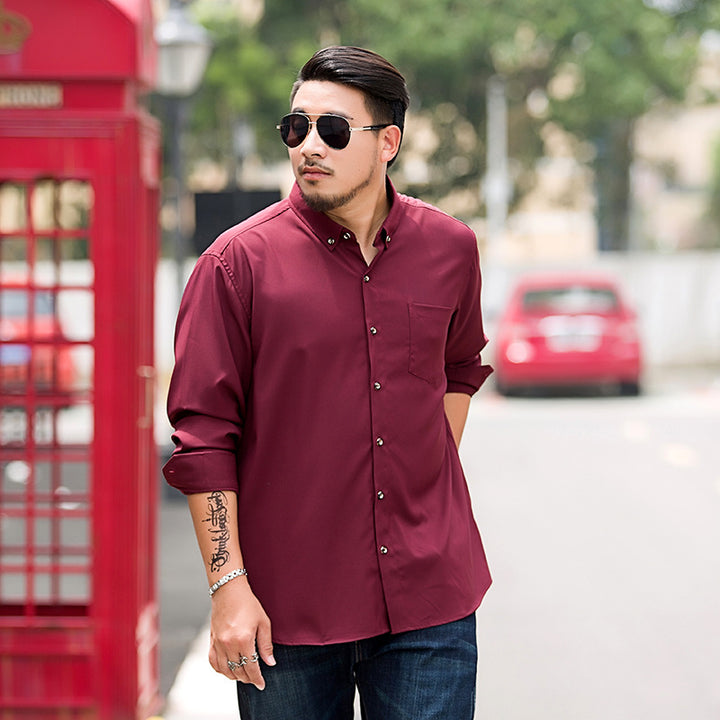 Herren Locker geschnittenes Button-Down-Hemd mit Brusttasche Drune