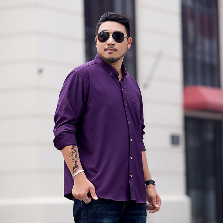 Herren Locker geschnittenes Button-Down-Hemd mit Brusttasche Drune