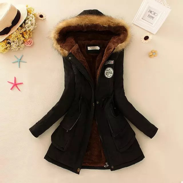 Damen nan gefütterter Parka mit Kunstfellkapuze, Sherpa-Innenfutter und taillierendem Kordelzug Drune