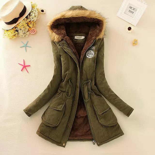Damen nan gefütterter Parka mit Kunstfellkapuze, Sherpa-Innenfutter und taillierendem Kordelzug Drune