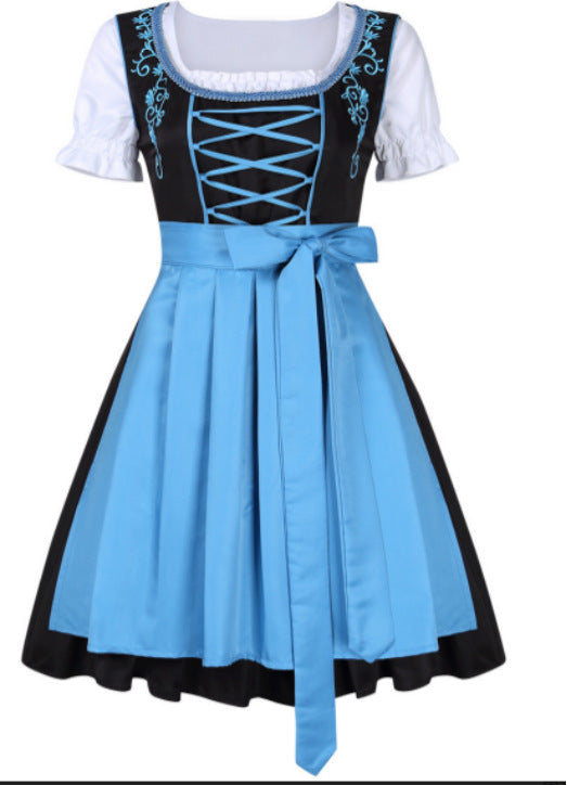 Damen  traditionelles Dirndl mit besticktem Mieder und geschnürter Vorderseite Drune