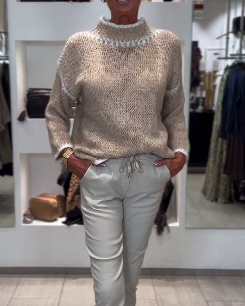 Drune | Pullover mit Hohem Kragen und Kontrastfarben