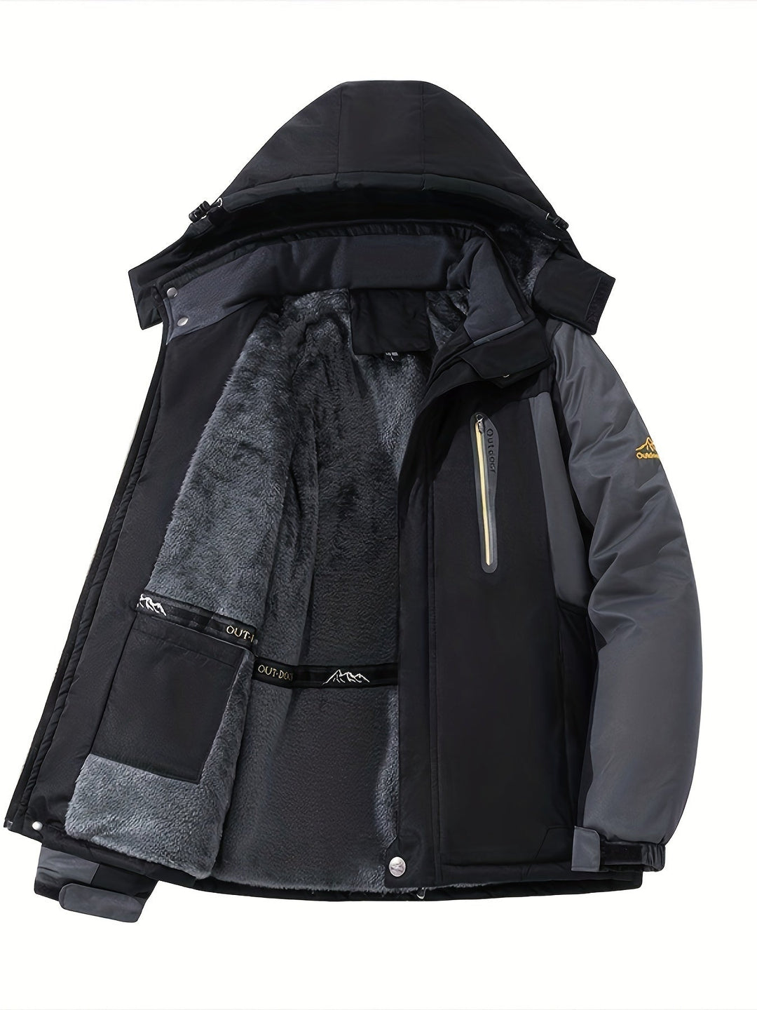 Drune | Winterjacke mit Tasche und Fleece-Lapelle und Knopfverschluss für Herren - Perfekt für Outdoor-Aktivitäten