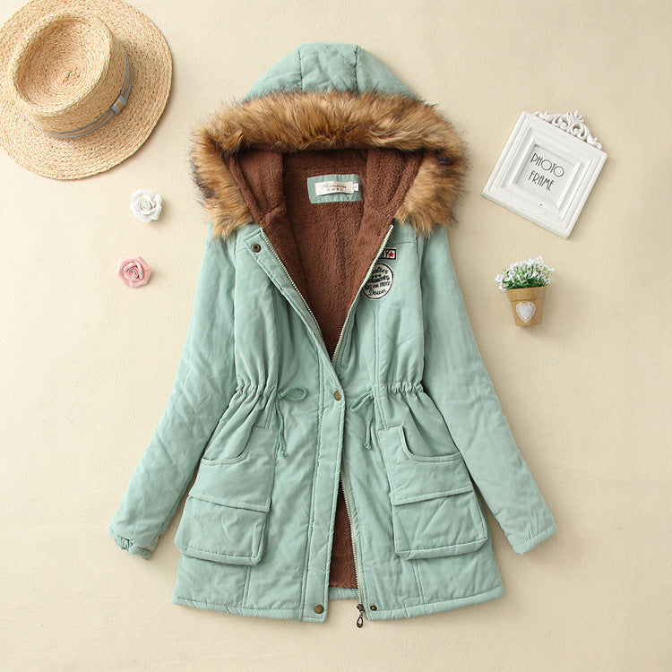 Damen Winterparka mit kuscheligem Teddyfutter, tailliertem Kordelzug und abnehmbarer Kapuze Drune