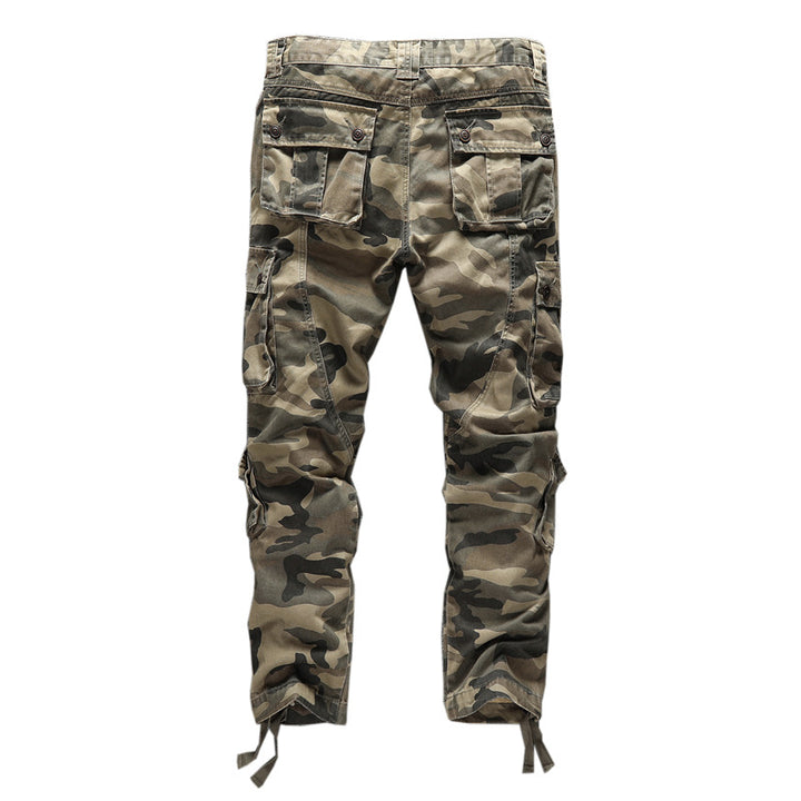 Herren Taktische Cargohose im Digital-Camouflage mit Tunnelzugbund und Mehrfach-Taschen Drune