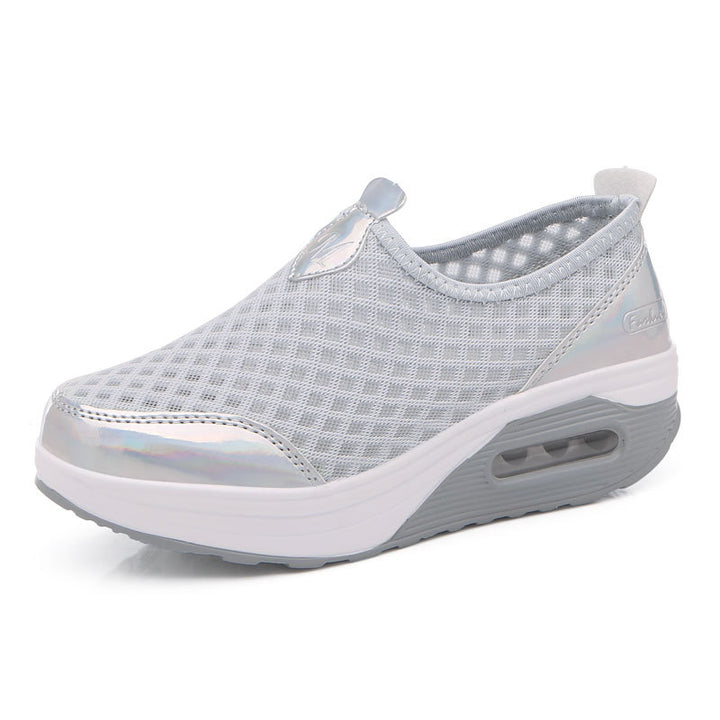 Damen nan komfortabler Schlupf-Keil-Sneaker mit luftgefedertem Plateau und atmungsaktivem Wabenmesh Drune