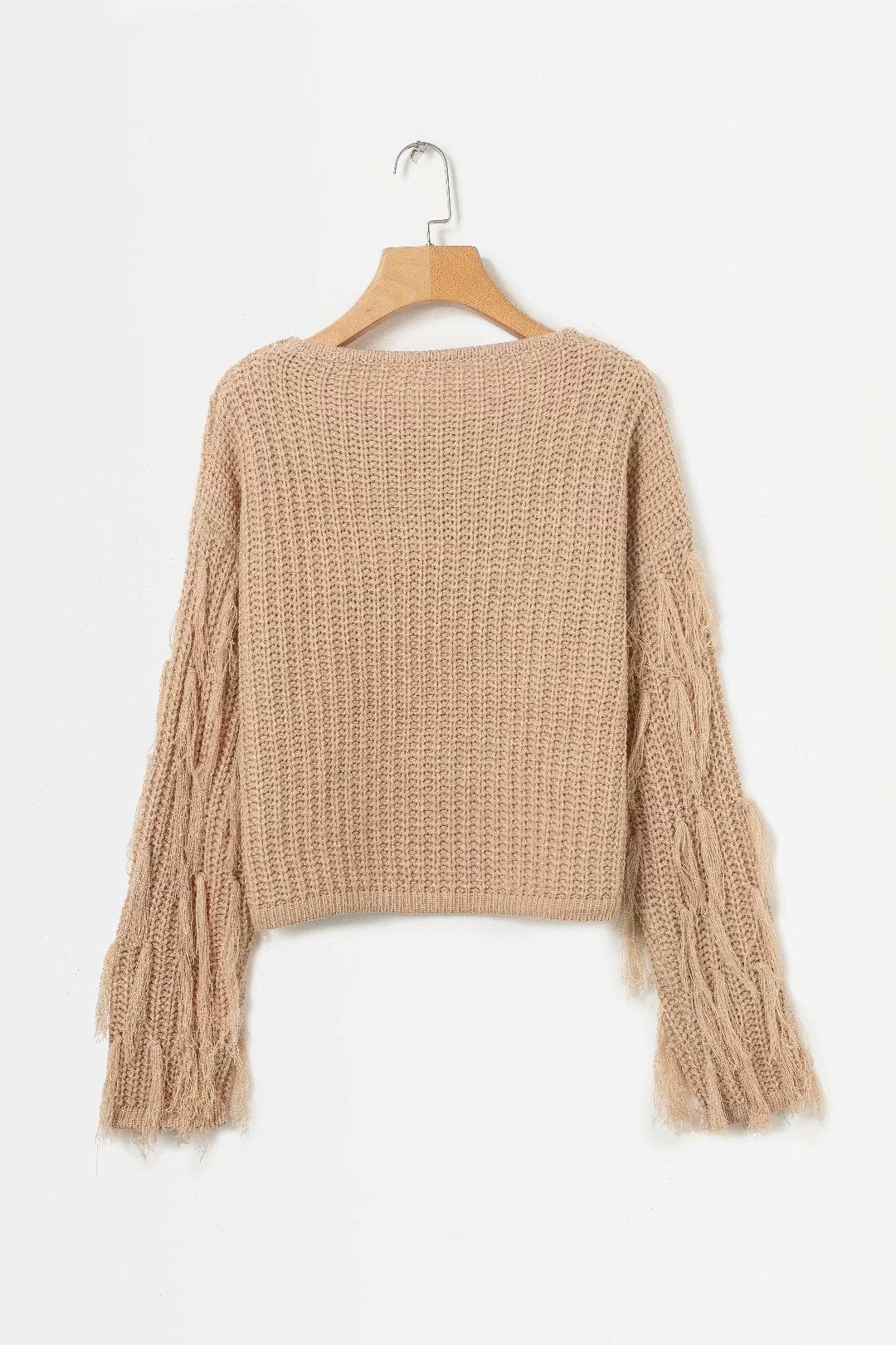 Damen Grobstrickpullover mit fransigen Ärmeln und modernem Schnitt Drune