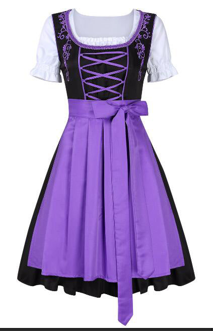 Damen  traditionelles Dirndl mit besticktem Mieder und geschnürter Vorderseite Drune