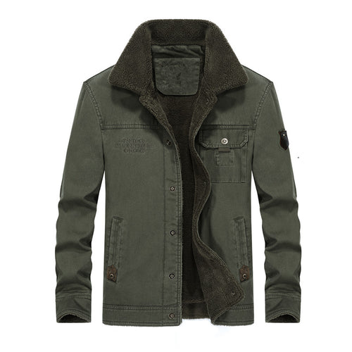 Herren Canvas-Workerjacke mit Teddyfutter, Hemdkragen und Brusttasche Drune