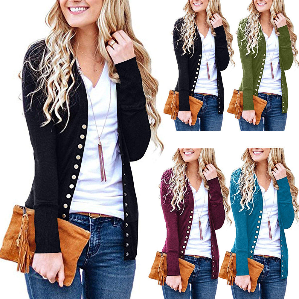 Damen nan Feinstrick-Cardigan mit dekorativen Metallknöpfen und schmaler Silhouette Drune