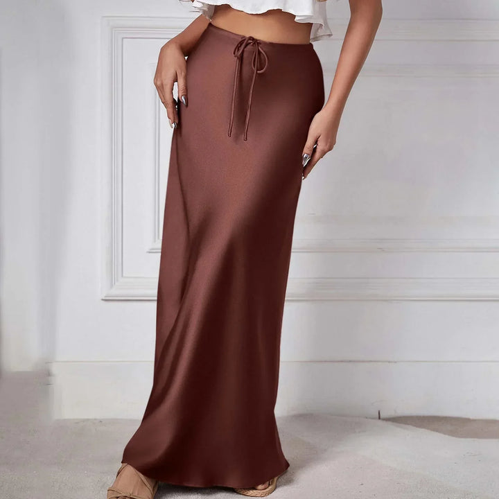 Drune | Schicke Herbst Hohe Taille Schnürung Satin Rock für Frauen
