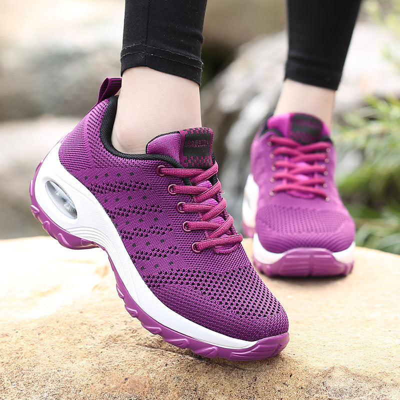 Damen nan leichter Mesh-Komfort-Sneaker mit integrierter Luftfederung, gepolsterter Fersenmanschette und federnder Wellenlaufsohle Drune