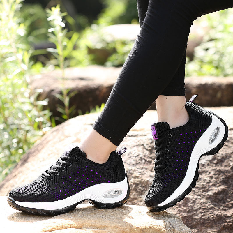 Damen nan leichter Mesh-Komfort-Sneaker mit integrierter Luftfederung, gepolsterter Fersenmanschette und federnder Wellenlaufsohle Drune