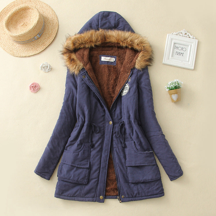Damen Winterparka mit kuscheligem Teddyfutter, tailliertem Kordelzug und abnehmbarer Kapuze Drune