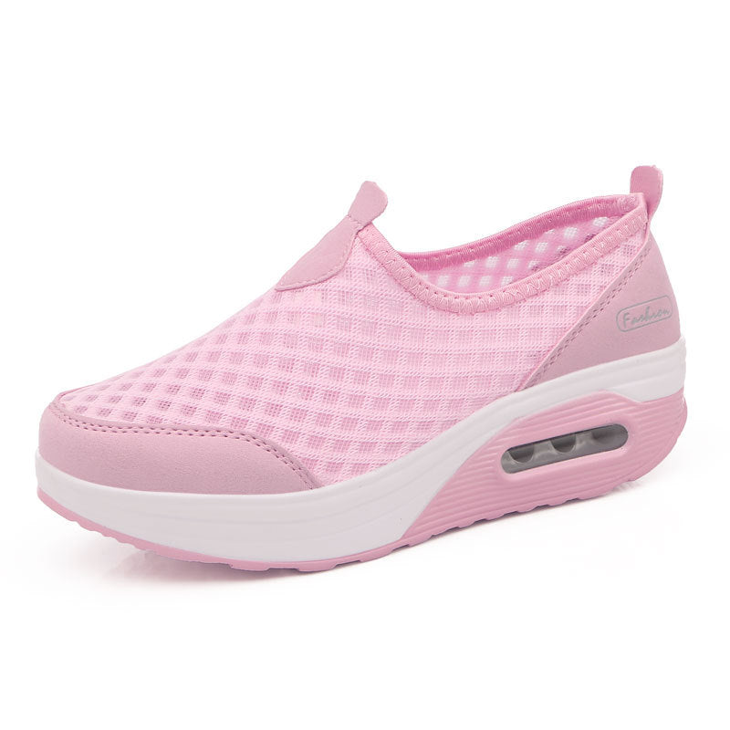 Damen nan komfortabler Schlupf-Keil-Sneaker mit luftgefedertem Plateau und atmungsaktivem Wabenmesh Drune