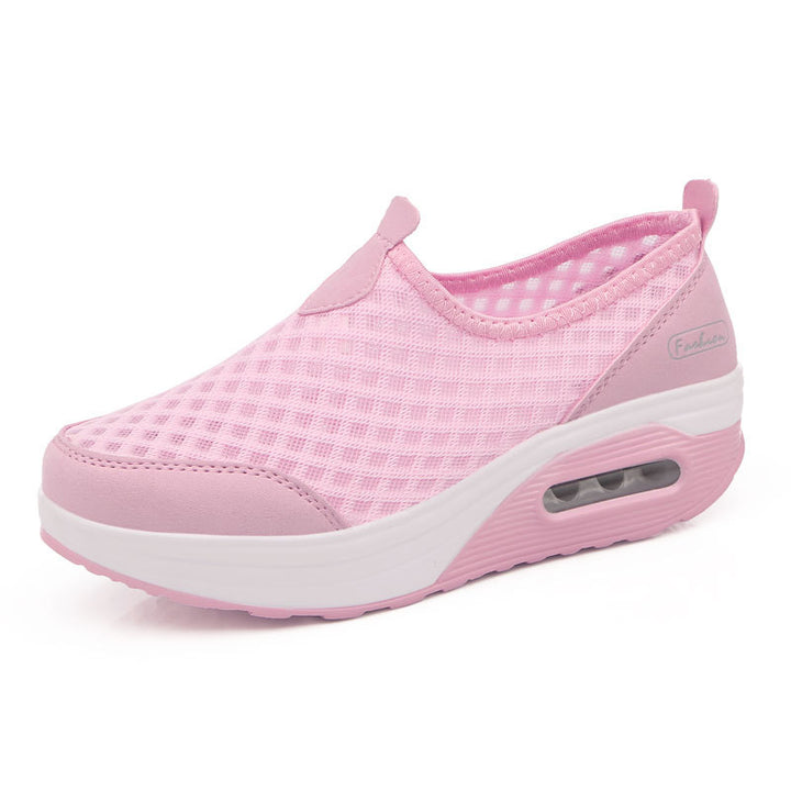 Damen nan komfortabler Schlupf-Keil-Sneaker mit luftgefedertem Plateau und atmungsaktivem Wabenmesh Drune