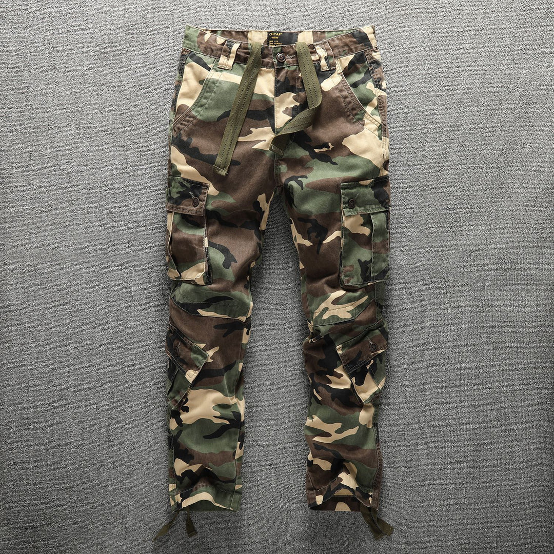 Herren Taktische Cargohose im Digital-Camouflage mit Tunnelzugbund und Mehrfach-Taschen Drune