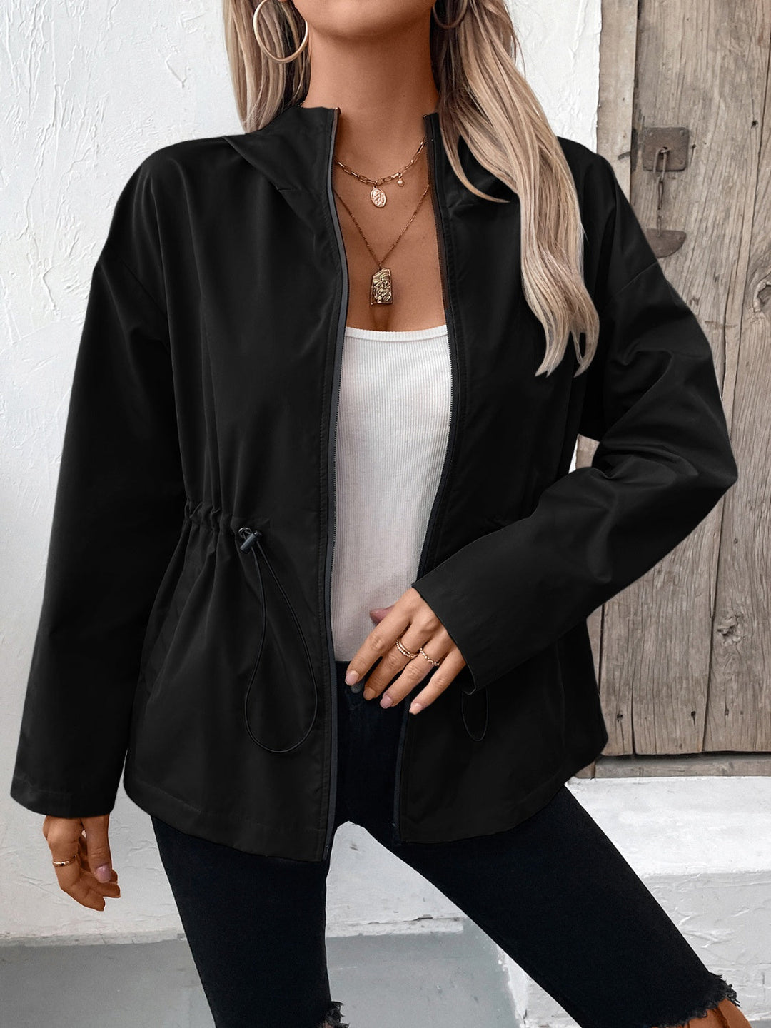 Drune | Jacke mit Reißverschluss und verstellbarem Kordelzug für Damen