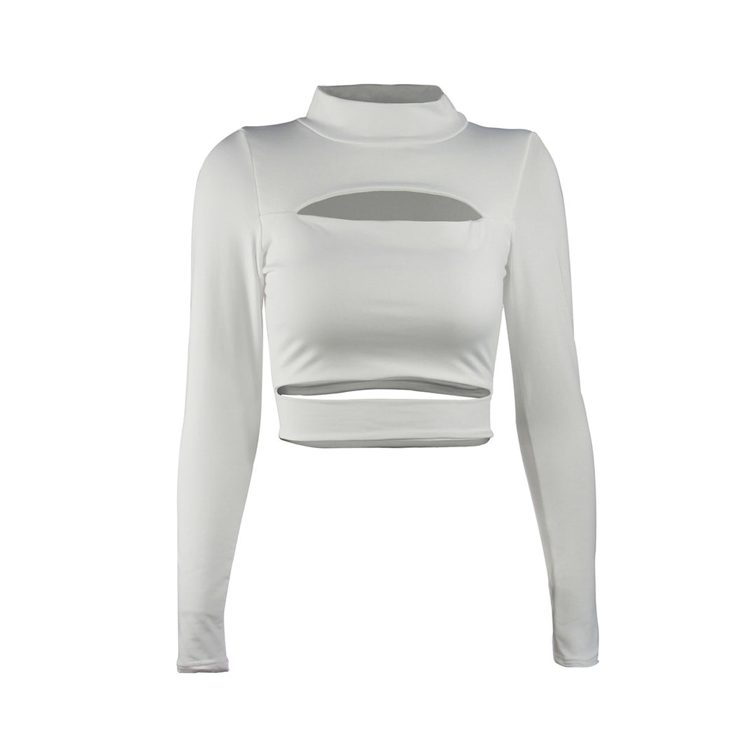 Damen Crop-Top mit Cut-Outs und hochgeschlossenem Design Drune