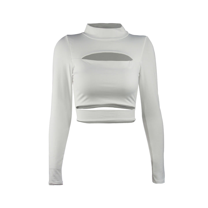 Damen Crop-Top mit Cut-Outs und hochgeschlossenem Design Drune