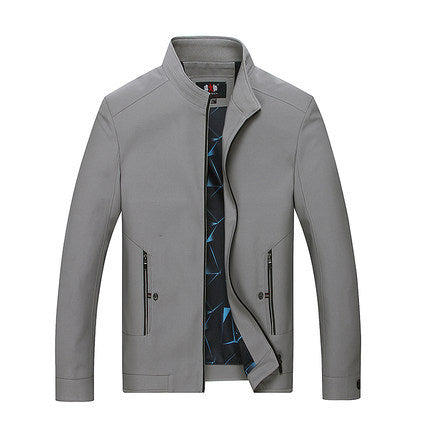 Herren Schlanke Stehkragen-Übergangsjacke mit Reißverschluss, wasserabweisender Außenfläche und geometrischem Futter Drune