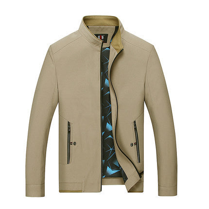 Herren Schlanke Stehkragen-Übergangsjacke mit Reißverschluss, wasserabweisender Außenfläche und geometrischem Futter Drune