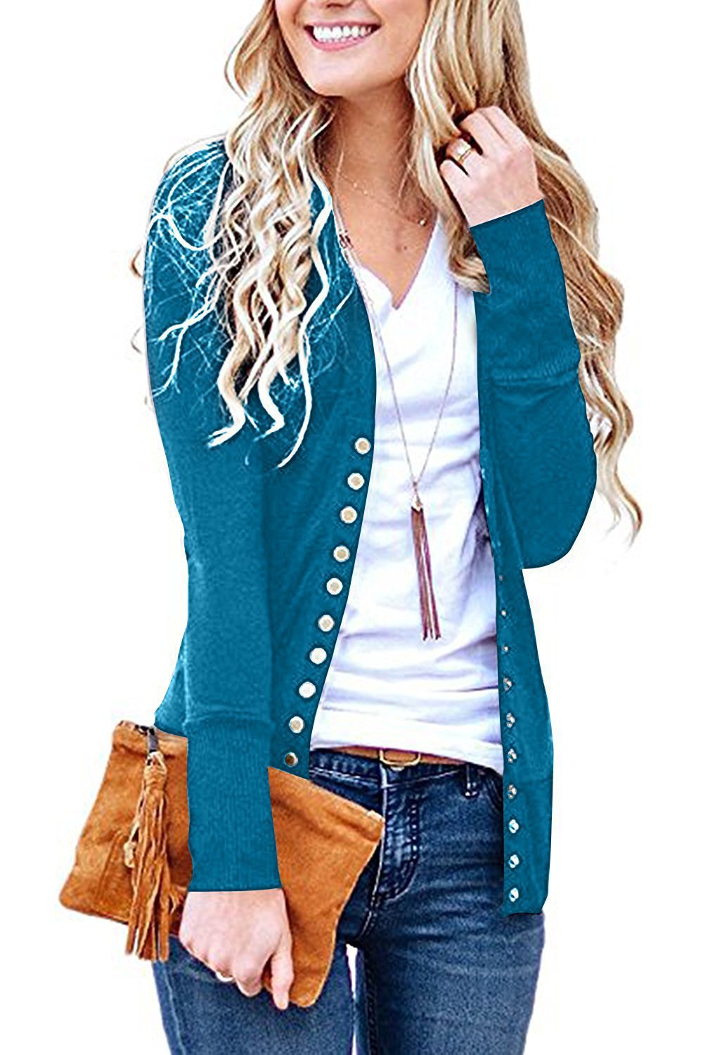 Damen nan Feinstrick-Cardigan mit dekorativen Metallknöpfen und schmaler Silhouette Drune