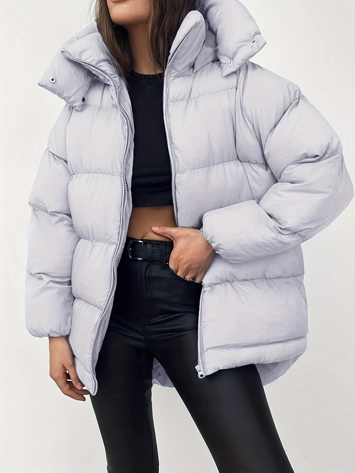 Drune | Kurze Kapuzen Pufferjacke mit Hohem Kragen und Gestepptem Design