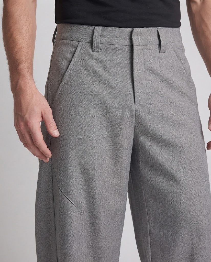 Herren Weitfallende Palazzo‑Hose mit glattem Finish und geradem Bund Drune