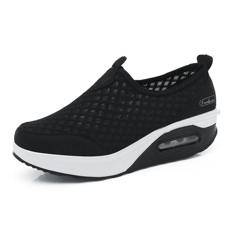 Damen nan komfortabler Schlupf-Keil-Sneaker mit luftgefedertem Plateau und atmungsaktivem Wabenmesh Drune