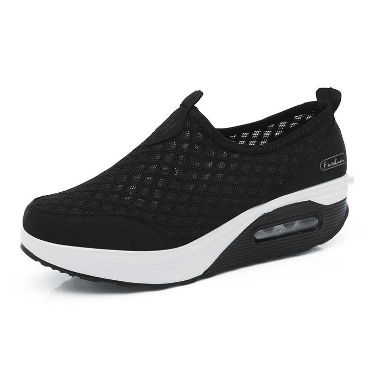Damen nan komfortabler Schlupf-Keil-Sneaker mit luftgefedertem Plateau und atmungsaktivem Wabenmesh Drune