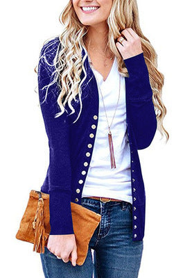 Damen nan Feinstrick-Cardigan mit dekorativen Metallknöpfen und schmaler Silhouette Drune
