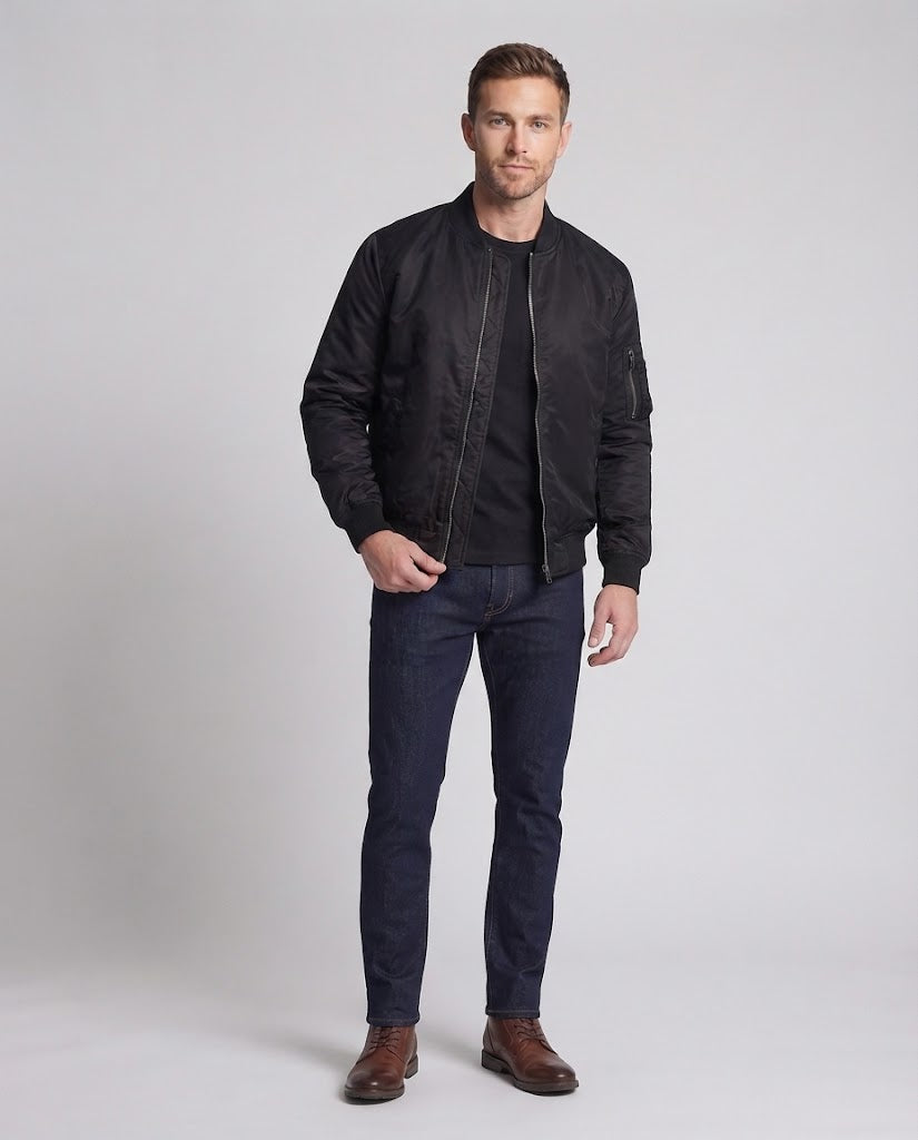 Herren technischer Nylon-Fliegerbomber mit wattierter Innenlage, Ärmeltasche und elastischen Rippbündchen Drune