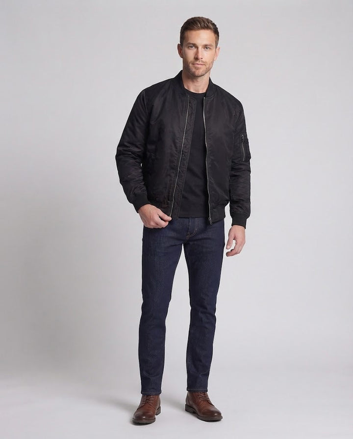 Herren technischer Nylon-Fliegerbomber mit wattierter Innenlage, Ärmeltasche und elastischen Rippbündchen Drune