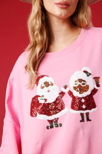 Drune | Weihnachtsmann Pailletten Lässig Lockere Lange Ärmel Sweatshirt
