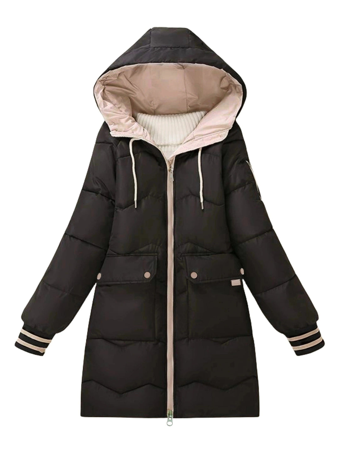 Drune | Dicke, Lässige Winterjacke mit Taschen und Kapuze für Frauen Ideal für Herbst und Winter