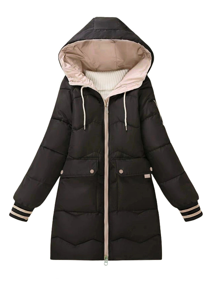 Drune | Dicke, Lässige Winterjacke mit Taschen und Kapuze für Frauen Ideal für Herbst und Winter