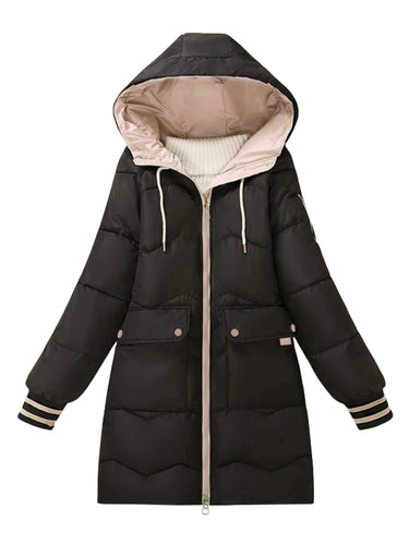 Drune | Dicke, Lässige Winterjacke mit Taschen und Kapuze für Frauen Ideal für Herbst und Winter