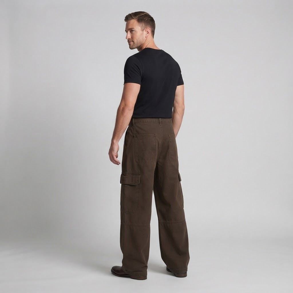 Herren Relaxed-Workwear-Hose aus robustem Canvas mit Kniepaneelen und Mehrfach-Taschen Drune