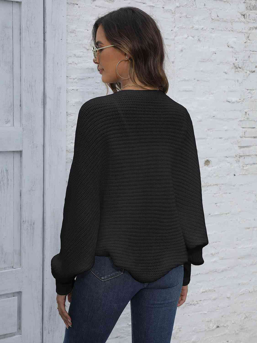 Drune | Bat Sleeve Offene Front Kurze Strickjacke