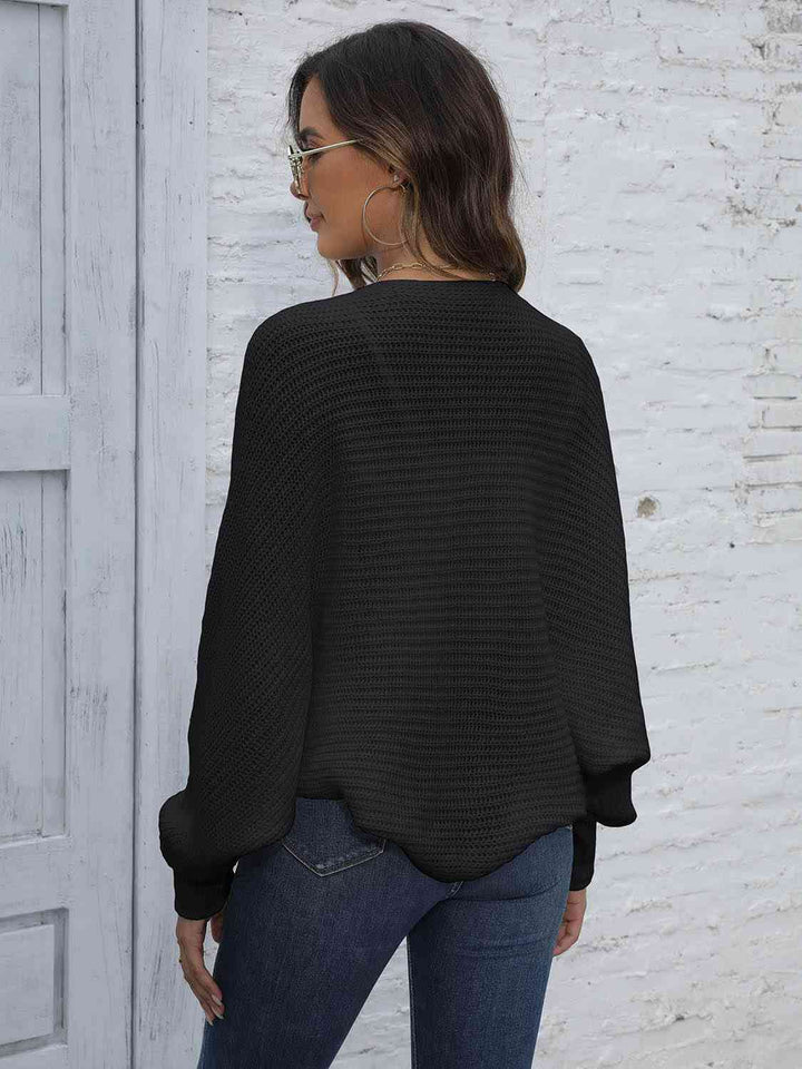 Drune | Bat Sleeve Offene Front Kurze Strickjacke