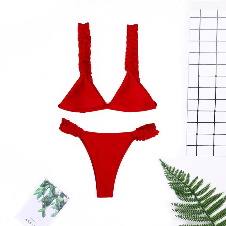 Damen Triangel-Bikini mit Rüschen und farbenfrohem Design Drune