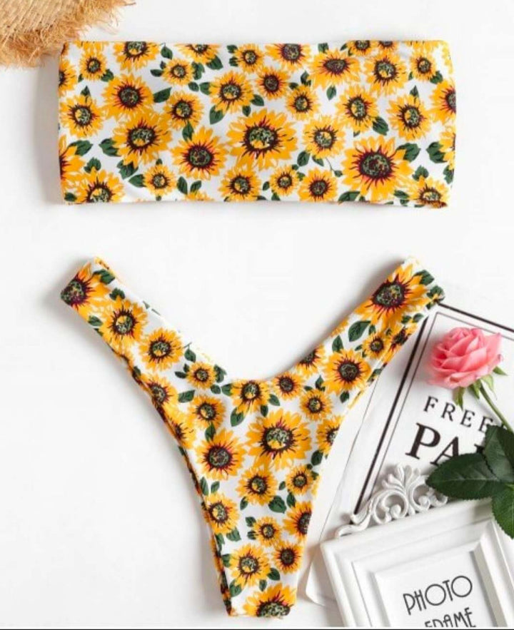 Damen Bandeau-Bikini mit verspieltem Kaktus-Muster Drune