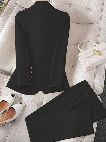 Drune |  Einfarbiges Zweiteiliges Blazer Und Hosen Outfit Set Für Damen - Ideal für formelle Anlässe