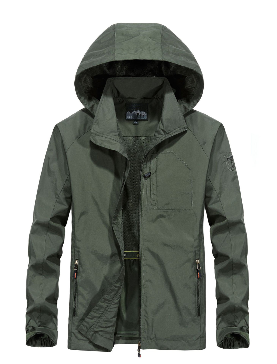Herren Leichte Allwetter-Fieldjacke mit Kapuze, Mesh‑Innenfutter und Reißverschlusstaschen Drune