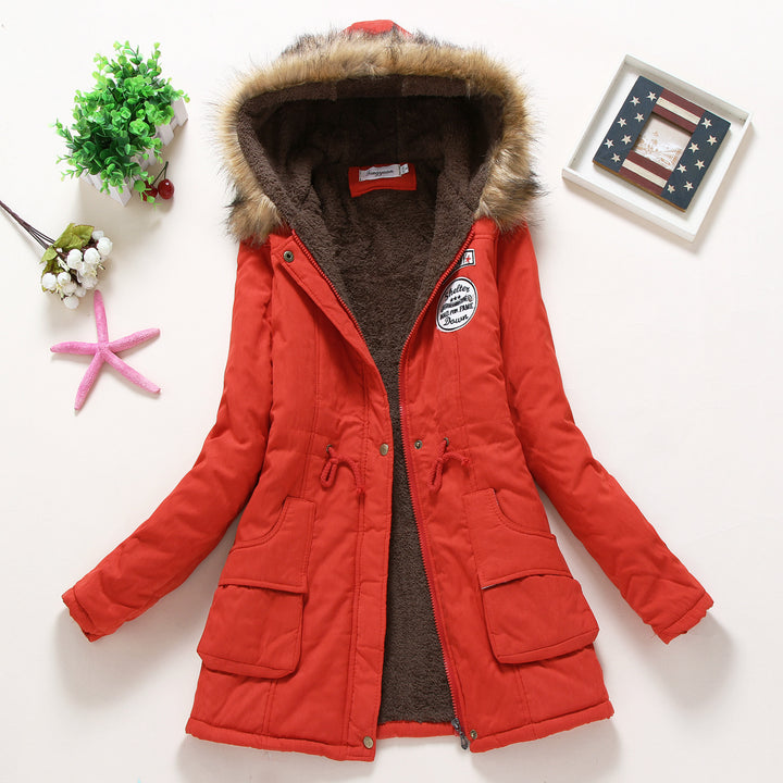 Damen nan gefütterter Winterparka mit weichem Fleece-Innenfutter, Kapuzenblende aus Kunstfell und verstellbarem Tunnelzug Drune