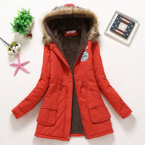 Damen nan gefütterter Winterparka mit weichem Fleece-Innenfutter, Kapuzenblende aus Kunstfell und verstellbarem Tunnelzug Drune