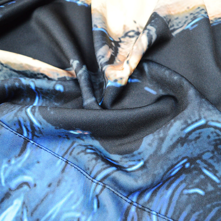 Unisex Kapuzenpullover mit 3D-Schädel-Print & blauem Flammen-Motiv Drune